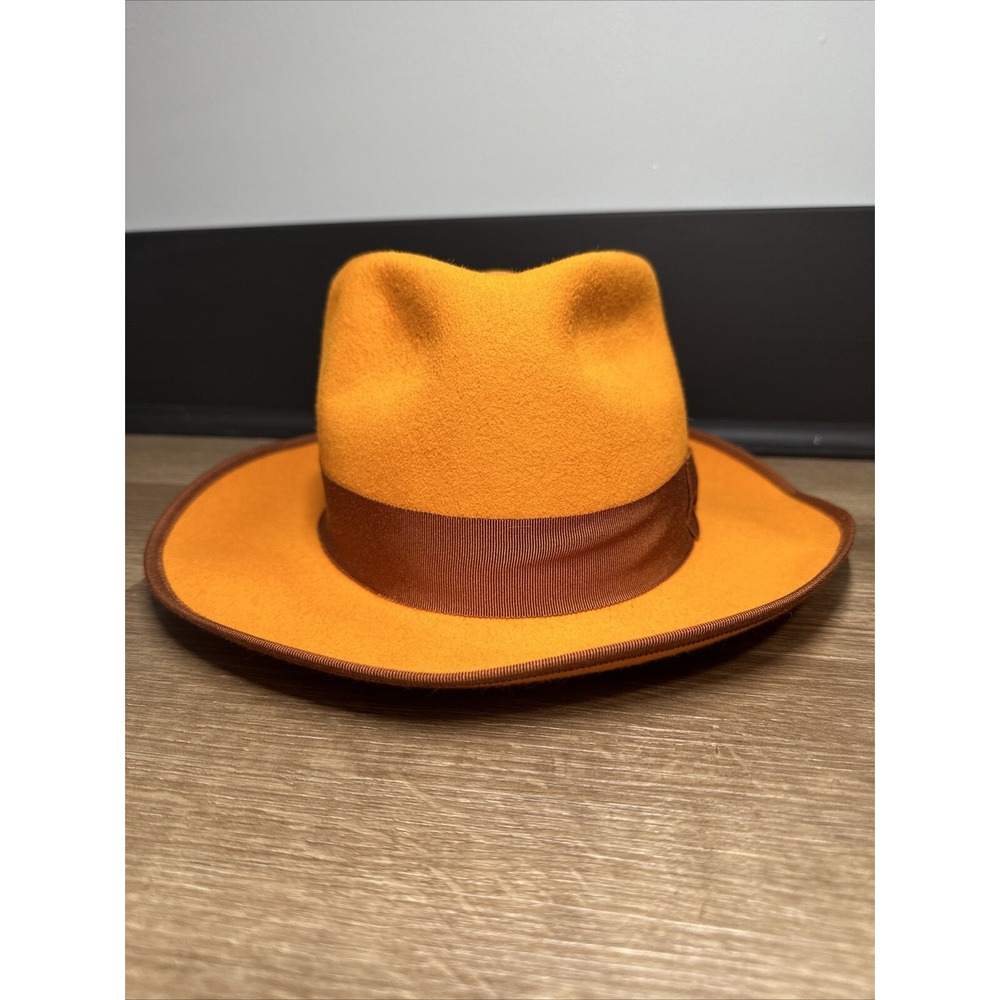 Bellissimo Fine‎ Custom Hats New York Fedora Size Large Sunset Orange
